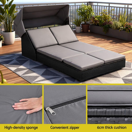 Gardeon Outdoor Day Bed Sun Lounge Setting Wicker Lounger Patio Furniture.
