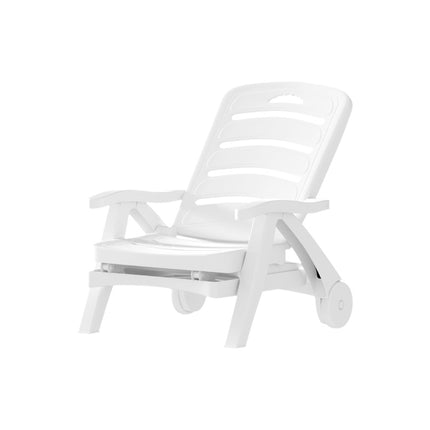 Gardeon Sun Lounger Folding Chaise Lounge Chair Wheels Patio Outdoor Furniture.