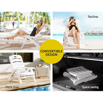 Gardeon Sun Lounger Folding Chaise Lounge Chair Wheels Patio Outdoor Furniture.