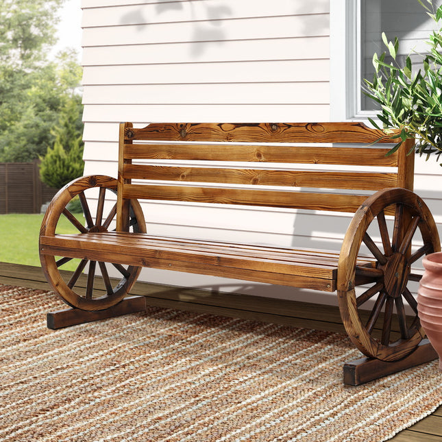Gardeon Outdoor Garden Bench Wooden 3 Seat Wagon Chair Lounge Patio Furniture.