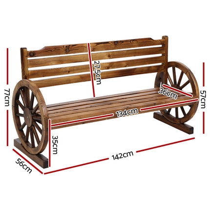 Gardeon Outdoor Garden Bench Wooden 3 Seat Wagon Chair Lounge Patio Furniture.
