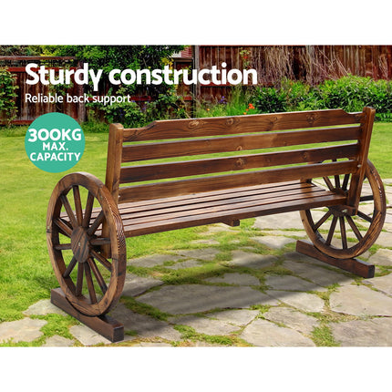 Gardeon Outdoor Garden Bench Wooden 3 Seat Wagon Chair Lounge Patio Furniture.