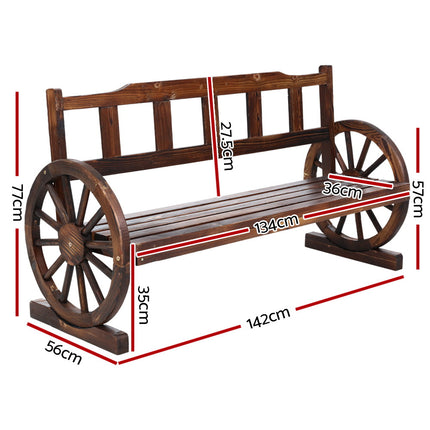 Gardeon Outdoor Garden Bench Wooden 3 Seat Wagon Chair Lounge Patio Furniture.