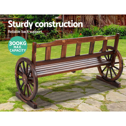 Gardeon Outdoor Garden Bench Wooden 3 Seat Wagon Chair Lounge Patio Furniture.