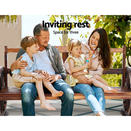Gardeon Outdoor Garden Bench Wooden 3 Seat Wagon Chair Lounge Patio Furniture.