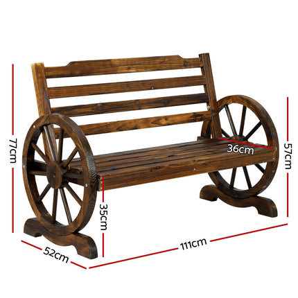 Gardeon Outdoor Garden Bench Wooden 2 Seat Wagon Chair Patio Furniture Brown.