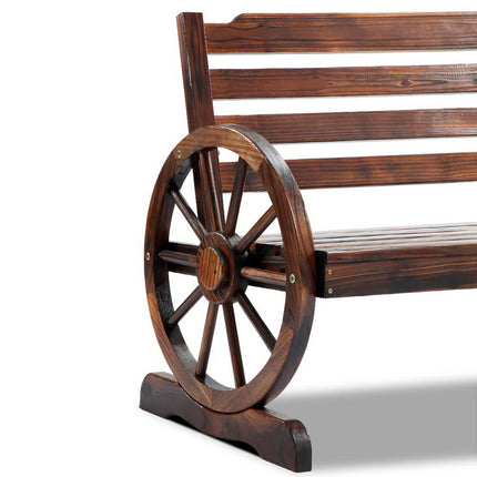 Gardeon Outdoor Garden Bench Wooden 2 Seat Wagon Chair Patio Furniture Brown.