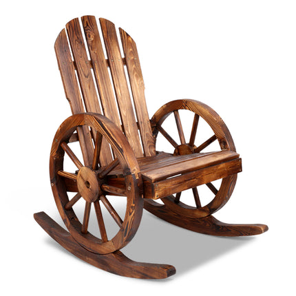 Gardeon Wagon Wheels Rocking Chair - Brown.