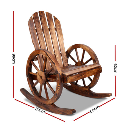 Gardeon Wagon Wheels Rocking Chair - Brown.