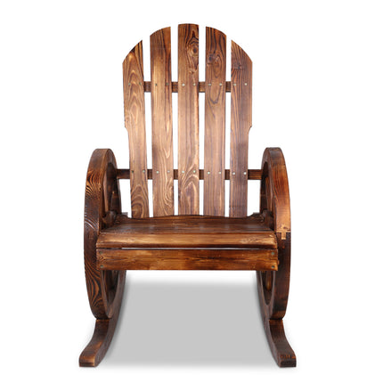 Gardeon Wagon Wheels Rocking Chair - Brown.