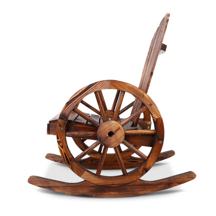 Gardeon Wagon Wheels Rocking Chair - Brown.