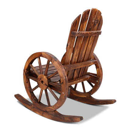 Gardeon Wagon Wheels Rocking Chair - Brown.