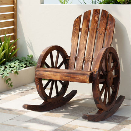 Gardeon Wagon Wheels Rocking Chair - Brown.