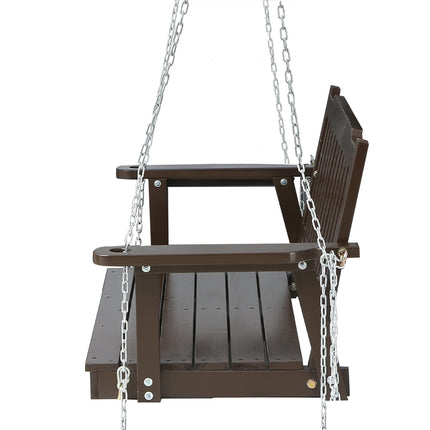 Gardeon Porch Swing Chair With Chain Outdoor Furniture Wooden Bench 2 Seat Brown.