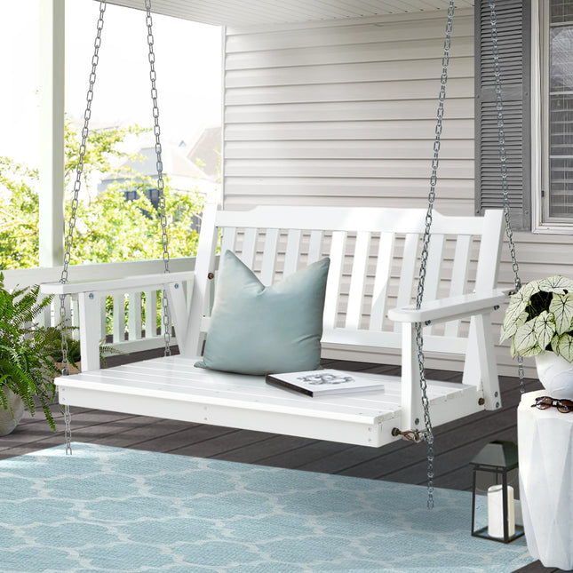Gardeon Porch Swing Chair with Chain Garden Chair Outdoor Furniture Wooden White.
