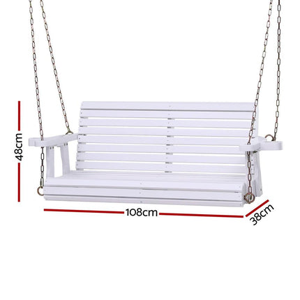 Gardeon Porch Outdoor Swing Chair With Cup Holder Wooden Furniture 2 Seater.