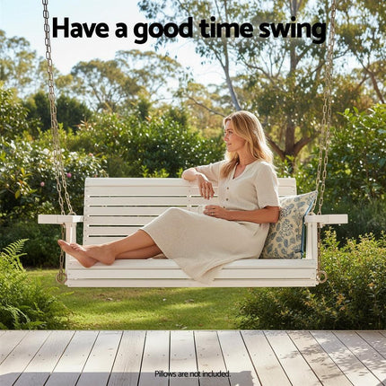 Gardeon Porch Outdoor Swing Chair With Cup Holder Wooden Furniture 2 Seater.