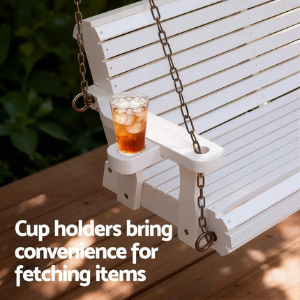 Gardeon Porch Outdoor Swing Chair With Cup Holder Wooden Furniture 2 Seater.