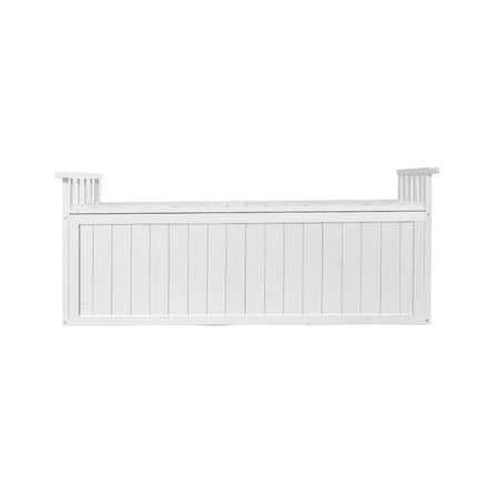 Gardeon Outdoor Storage Bench Box 129cm Wooden Garden Toy Chest Sheds Patio Furniture XL White.