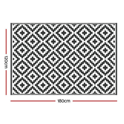 Gardeon Outdoor Rugs 120x180cm Large Carpet Reversible Area Mat PP Dual-Sided Patio Rug Cross.