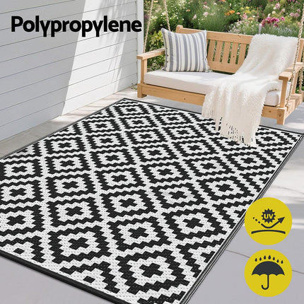 Gardeon Outdoor Rugs 120x180cm Large Carpet Reversible Area Mat PP Dual-Sided Patio Rug Cross.