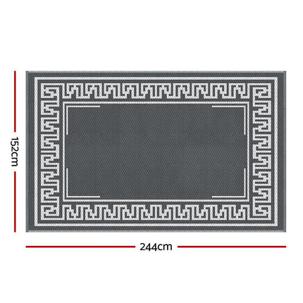 Gardeon Outdoor Rugs 152x244cm Large Carpet Reversible Area Mat PP Dual-Sided Patio Rug Greek Key.