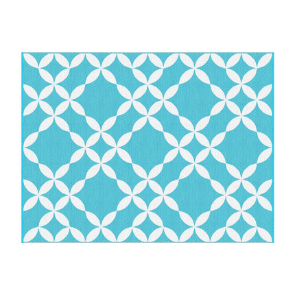 Gardeon Outdoor Rugs 274x366cm Large Carpet Reversible Area Mat PP Dual-Sided Patio Rug Light Blue.