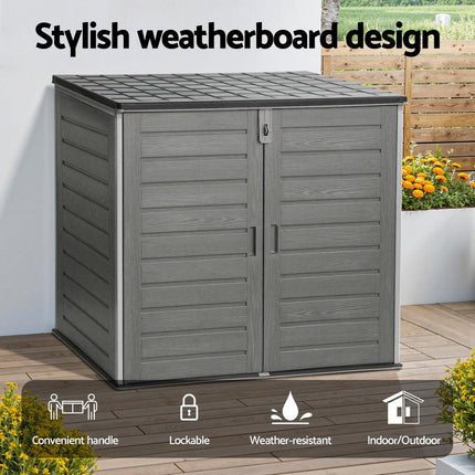 Gardeon Outdoor Storage Box 1170L Container Lockable Cabinet Tool Organizer Shed Grey.