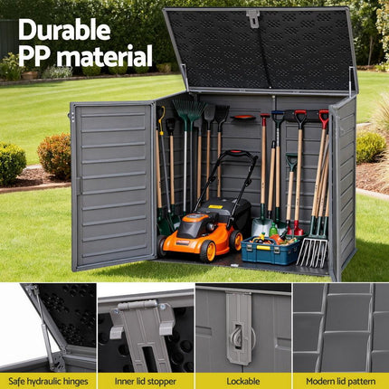 Gardeon Outdoor Storage Box 1170L Container Lockable Cabinet Tool Organizer Shed Grey.