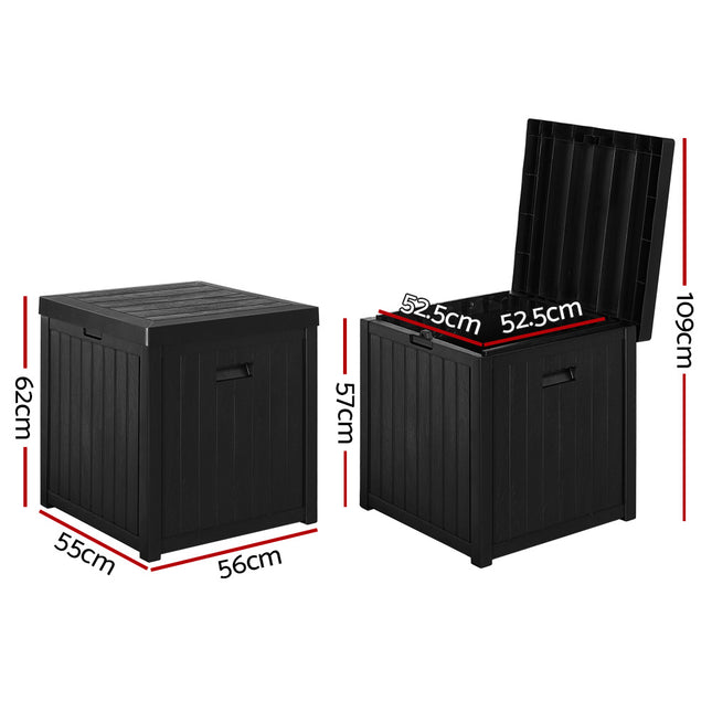 Gardeon Outdoor Storage Box 195L Organiser Garden Bench Deck Toy Shed Tool Black.