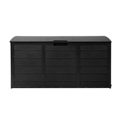 Gardeon Outdoor Storage Box 290L Lockable Organiser Garden Deck Shed All Black.