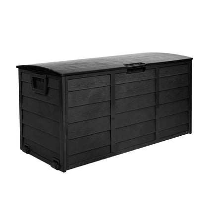 Gardeon Outdoor Storage Box 290L Lockable Organiser Garden Deck Shed All Black.