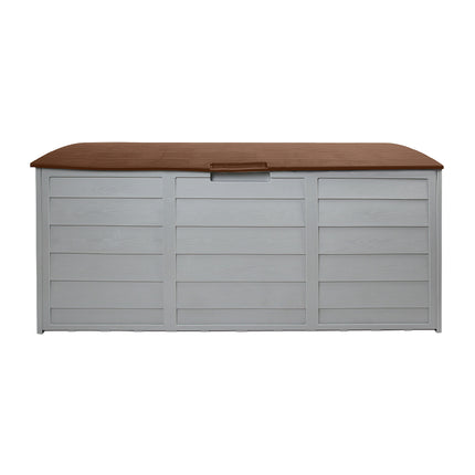 Gardeon Outdoor Storage Box 290L Lockable Organiser Garden Deck Shed Tool Brown.