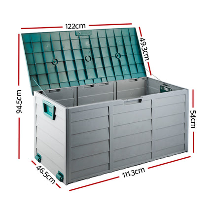 Gardeon Outdoor Storage Box 290L Lockable Organiser Garden Deck Shed Tool Green.