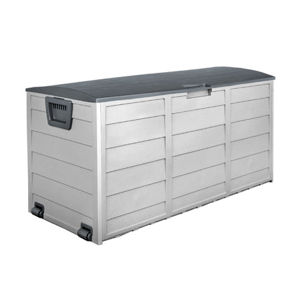Gardeon Outdoor Storage Box 290L Lockable Organiser Garden Deck Shed Tool Grey.