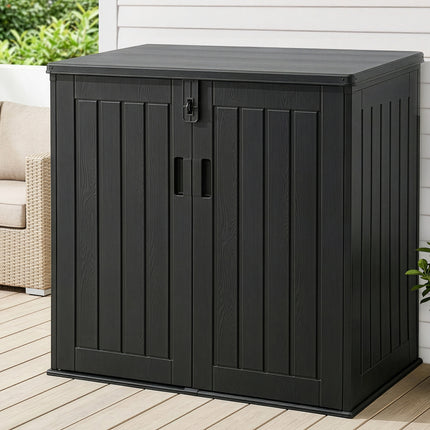 Gardeon Outdoor Storage Box 775L Container Lockable Cabinet Tool Organizer Shed Black.