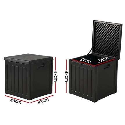 Gardeon Outdoor Storage Box 80L Container Lockable Garden Toy Tool Shed Black.