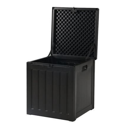 Gardeon Outdoor Storage Box 80L Container Lockable Garden Toy Tool Shed Black.