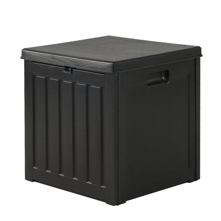 Gardeon Outdoor Storage Box 80L Container Lockable Garden Toy Tool Shed Black.