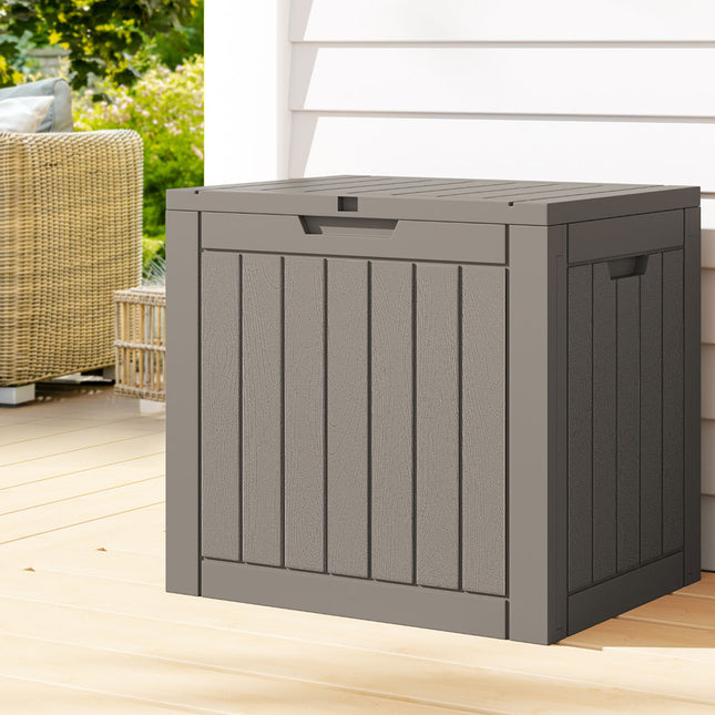 Gardeon Outdoor Storage Box 118L Container Lockable Garden Toy Tool Shed Grey.