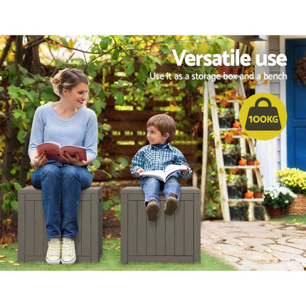 Gardeon Outdoor Storage Box 118L Container Lockable Garden Toy Tool Shed Grey.