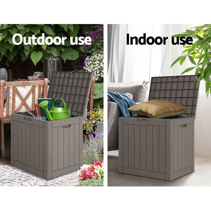 Gardeon Outdoor Storage Box 118L Container Lockable Garden Toy Tool Shed Grey.