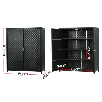 Gardeon Outdoor Storage Cabinet Box Garage Wicker Shelf Chest Garden Shed Tools.