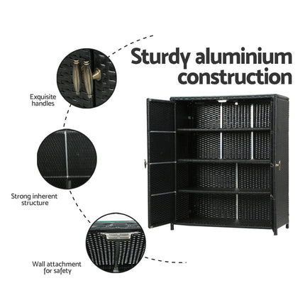 Gardeon Outdoor Storage Cabinet Box Garage Wicker Shelf Chest Garden Shed Tools.