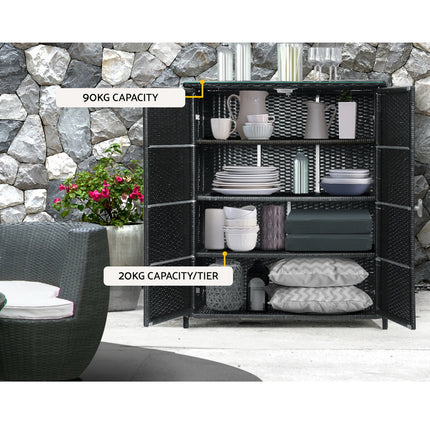 Gardeon Outdoor Storage Cabinet Box Garage Wicker Shelf Chest Garden Shed Tools.
