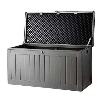 Gardeon Outdoor Storage Box 190L Container Lockable Garden Bench Tool Shed Black.
