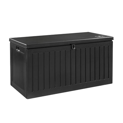 Gardeon Outdoor Storage Box 270L Container Lockable Garden Bench Tool Shed Black.