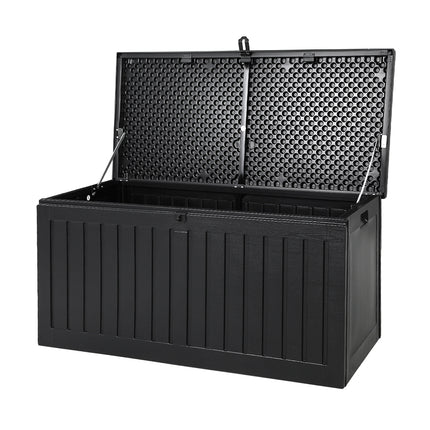 Gardeon Outdoor Storage Box 270L Container Lockable Garden Bench Tool Shed Black.