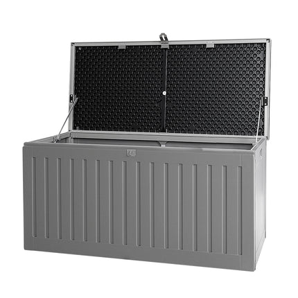 Gardeon Outdoor Storage Box 270L Container Lockable Garden Bench Tool Shed Grey.