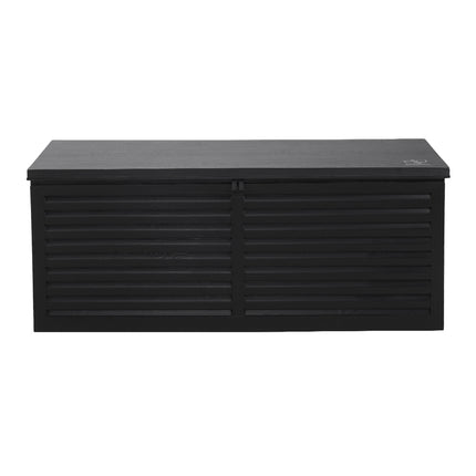 Gardeon Outdoor Storage Box 390L Container Lockable Garden Bench Shed Tools Toy All Black.